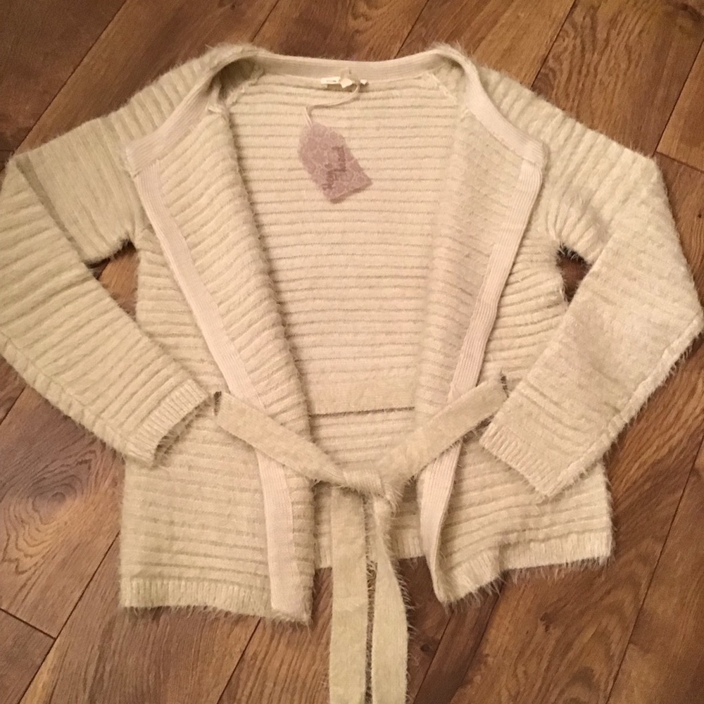 THICK FURRY CARDIGAN WITH WAIST TIE - Picture 3 of 8